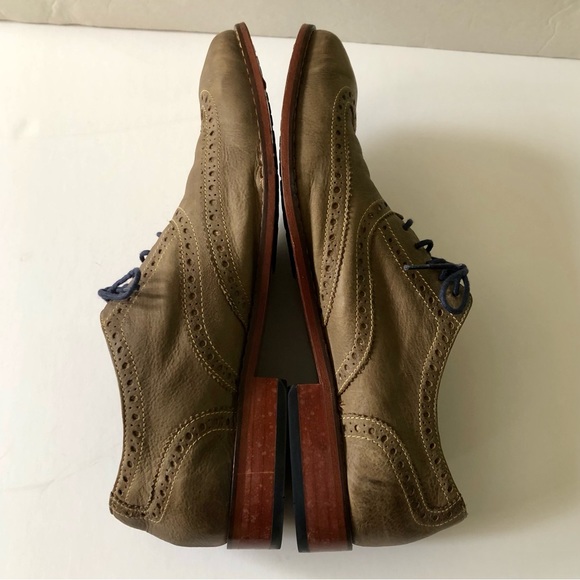 Cole Haan Men's Nike Air Colton Olive Taupe Distressed Leather Wingtip Oxfords - Picture 5 of 9